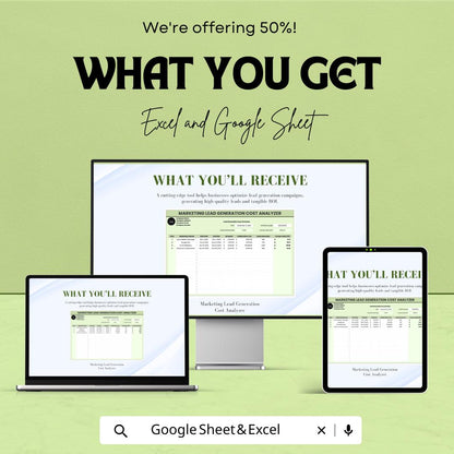 Marketing Lead Generation Cost Analyzer Template | Lead Cost Calculator | Lead Gen Budget Tracker | Marketing Cost Tracking Template