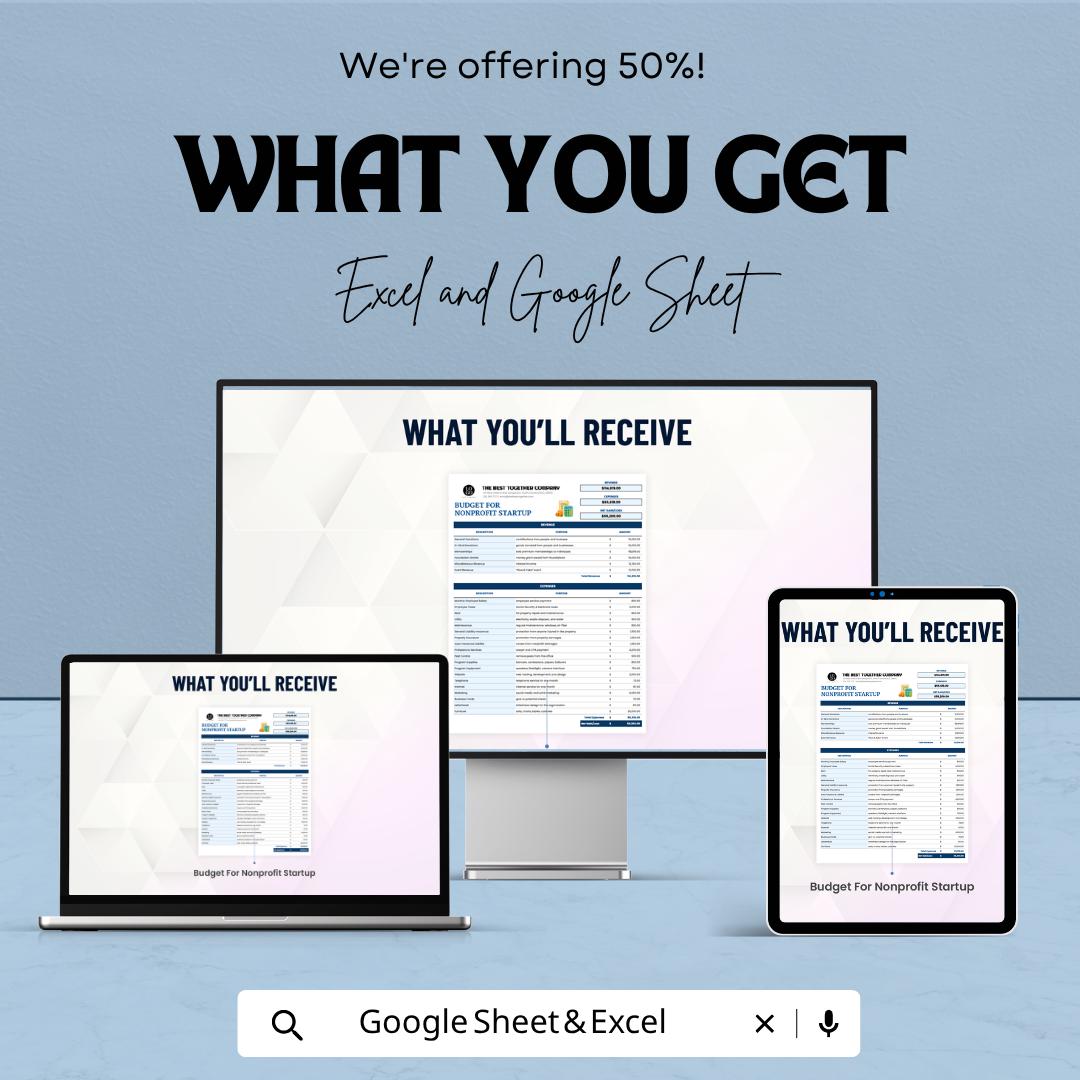 Nonprofit Budget Template | Startup Budget Planner | Charity Budget Spreadsheet | Grant Tracker | Nonprofit Financial Plan