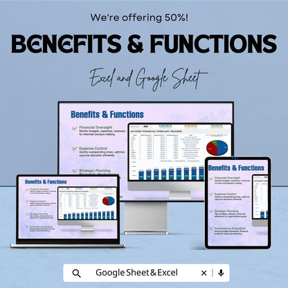 Account Financial Forecast Tracker Template | Financial Projection Tool | Budget Forecast Spreadsheet | Business Finance Template
