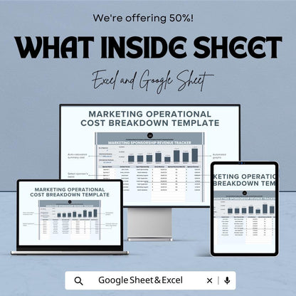 Marketing Sponsorship Revenue Tracker Sheet | Excel and Google Sheets | Budget & ROI Dashboard