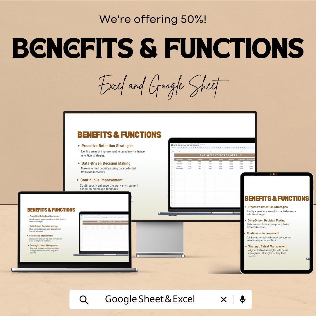 Employee Exit Interview and Feedback Analysis Tool HR Template | Exit Interview Dashboard | Employee Feedback Tracker