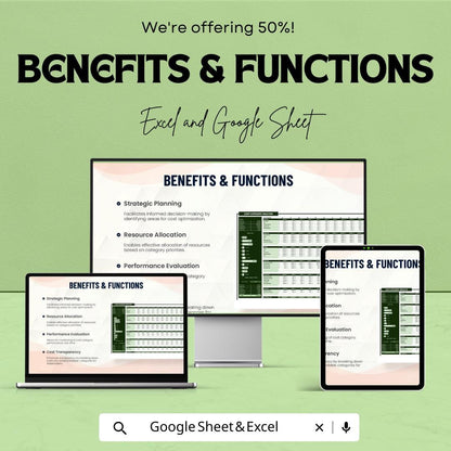 Financial Cost Category Analysis Template | Cost Analysis Excel & Google Sheets Template | Business Budget and Expense Management Tool