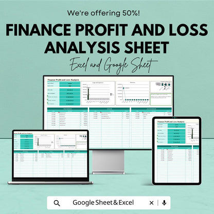 Finance Profit and Loss Analysis Sheet | Google Sheets Template for Financial Tracking | Monthly Profit Loss Tracker | Financial Dashboard