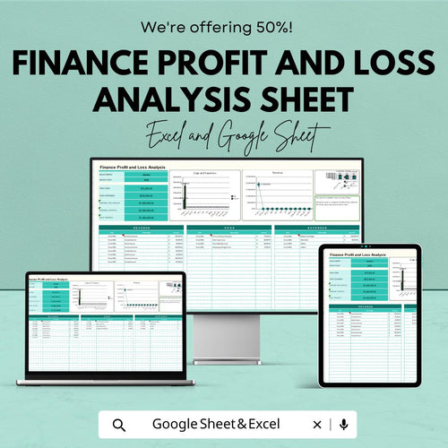 Finance Profit and Loss Analysis Sheet | Google Sheets Template for Financial Tracking | Monthly Profit Loss Tracker | Financial Dashboard
