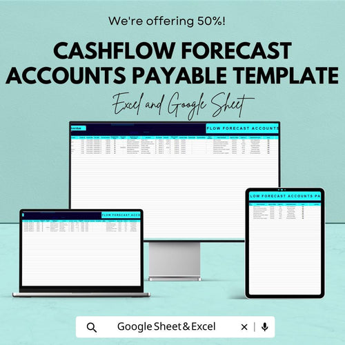 Cashflow Forecast Accounts Payable Template | AP Tracker | Vendor Payment Log | Cash Flow Planner | Editable Spreadsheet