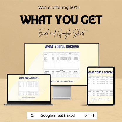 Construction Purchase Order Template Excel Google Sheets | Procurement Spreadsheet | Vendor Order Form | Contractor Purchase Tracker |
