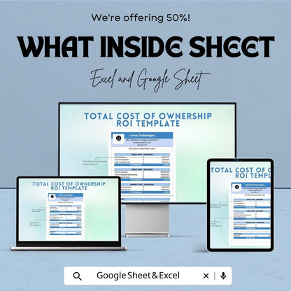 Total Cost of Ownership ROI Template | ROI Analysis Spreadsheet | Cost Breakdown & Investment Evaluation Tool