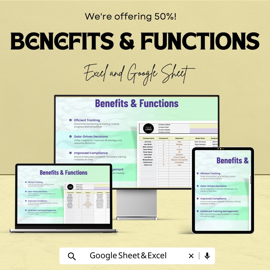 Training Tracker Template, HR Training Log, Employee Training Spreadsheet, Course Completion Tracker, Excel & Google Sheets HR Tool