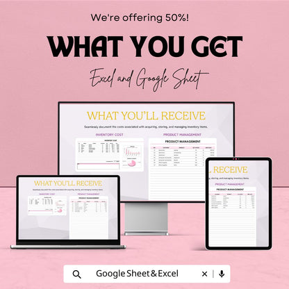 Inventory Cost Template | Inventory Tracking Spreadsheet | Stock Cost Calculator | Excel & Google Sheets