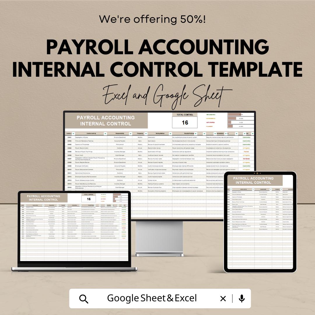 Payroll Accounting Internal Control Template | Payroll Control Sheet | Payroll Compliance Template | Internal Control Spreadsheet