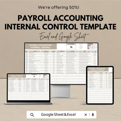 Payroll Accounting Internal Control Template | Payroll Control Sheet | Payroll Compliance Template | Internal Control Spreadsheet