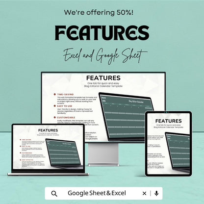 Blog Content Calendar Template | Editorial Calendar Spreadsheet | Content Planning Template | Blog and Social Media Planner