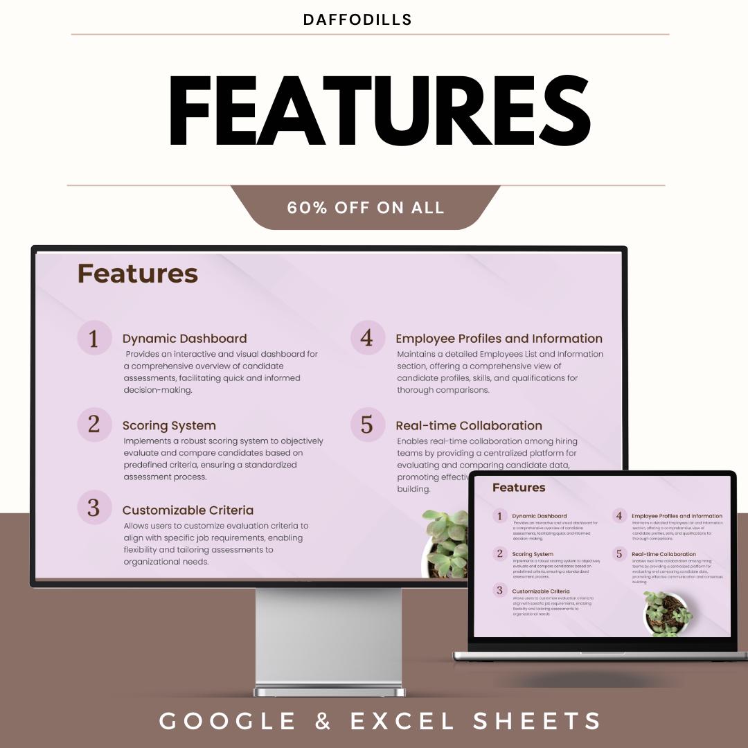 Candidate Comparison Matrix HR Template, Hiring Evaluation Tool, HR Dashboard, Candidate Scoring Sheet, Google Sheets Excel