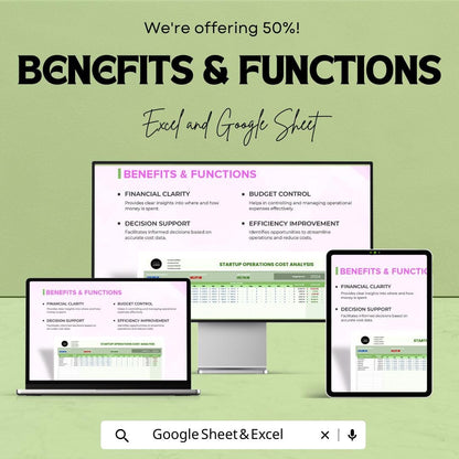 Startup Operations Cost Analysis Template | Monthly Operating Budget | Startup Financial Planning Spreadsheet