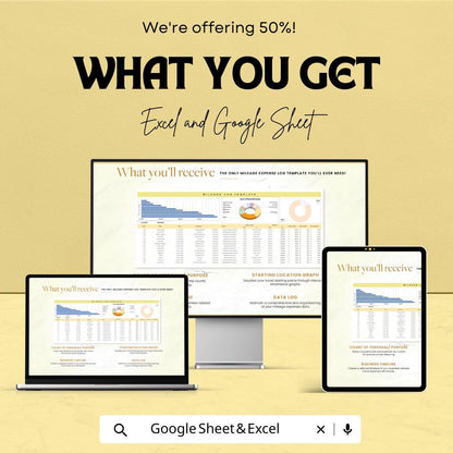 Mileage Expense Log Sheet – Track and Calculate Business/Personal Mileage | Excel & Google Sheet Template