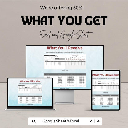 Finance Credit Line Optimization Template | Credit Utilization Tracker | Loan and Credit Management Spreadsheet | Financial Planner