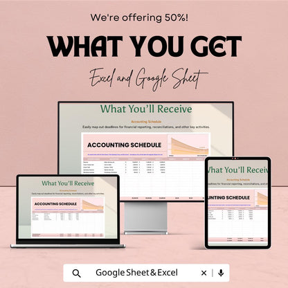 Accounting Schedule Template | Financial Tracking Spreadsheet | Monthly Expense Tracker Template | Business Finance Planner