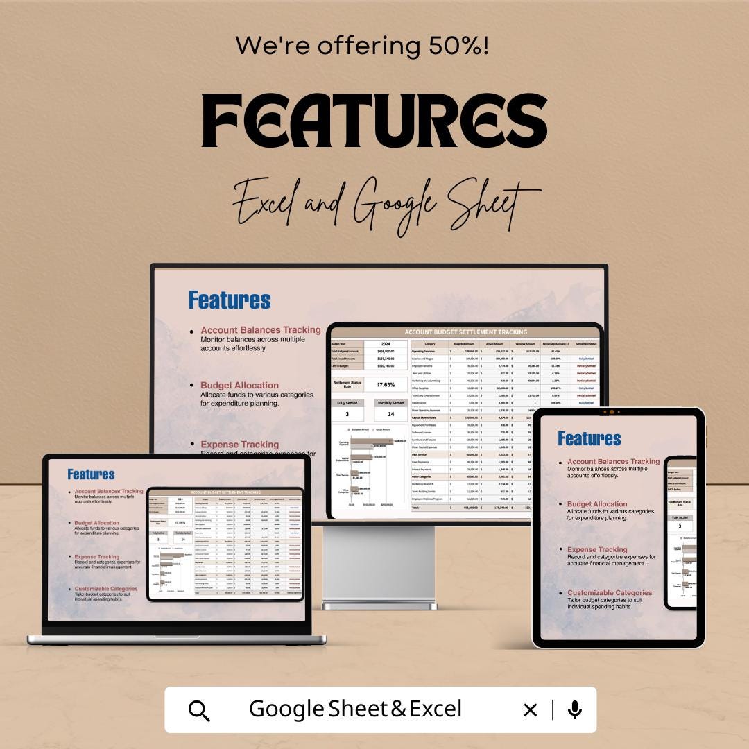 Account Budget Settlement Tracking Sheet – Excel and Google Sheet Template for Financial Management, Budget Allocation & Expense Tracking