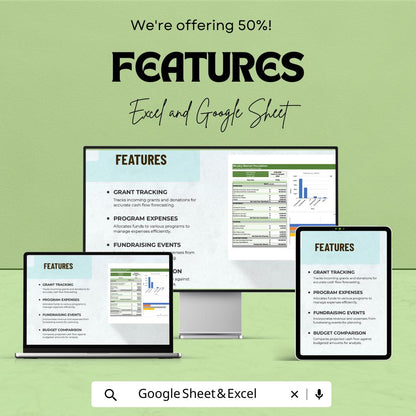 Nonprofit Cash Flow Projection Template, Nonprofit Budget Planner, Charity Finance Tracker, Donation Tracking sheet, Cash Flow Forecast