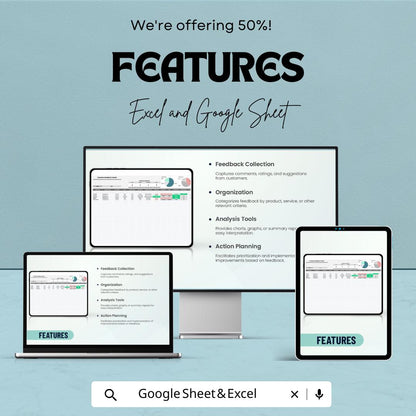Customer Feedback Tracker Template | Feedback Management Spreadsheet | Customer Review Tracker | Excel & Google Sheets