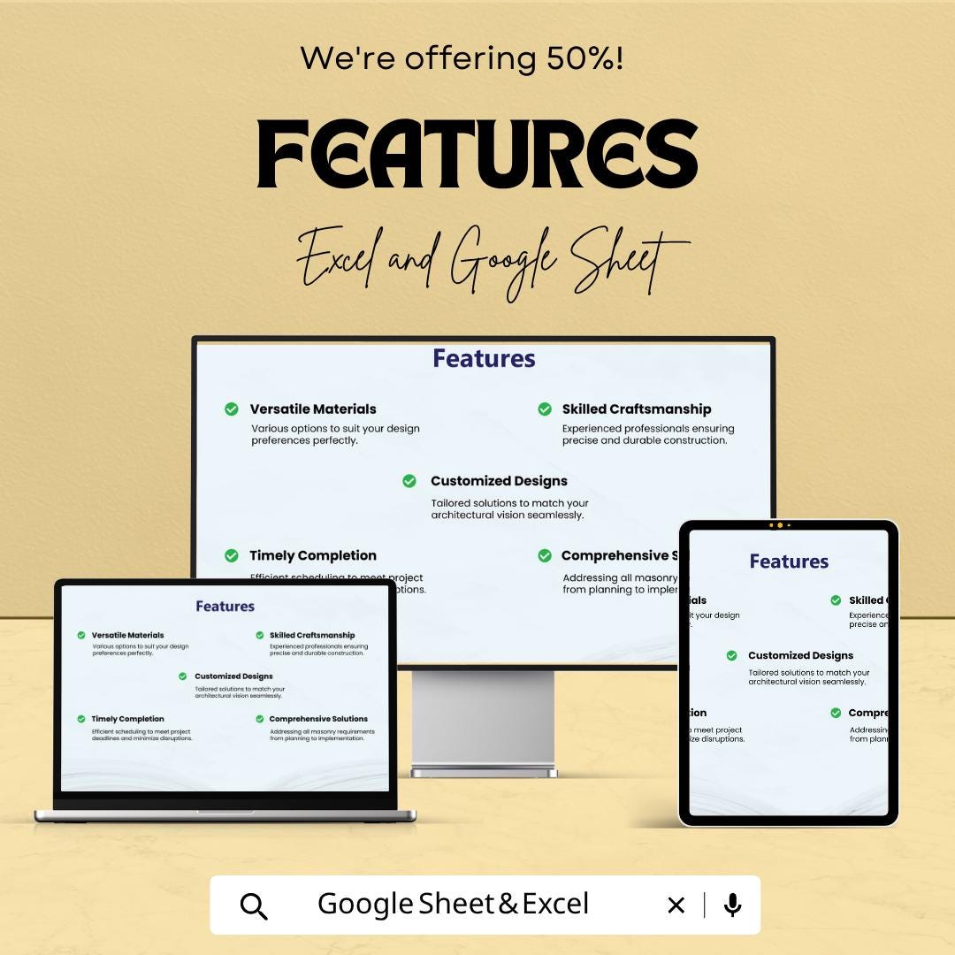 Masonry Estimate Template Excel | Contractor Estimate Sheet | Construction Cost Estimator | Brick & Stone Quote Template | Google Sheets