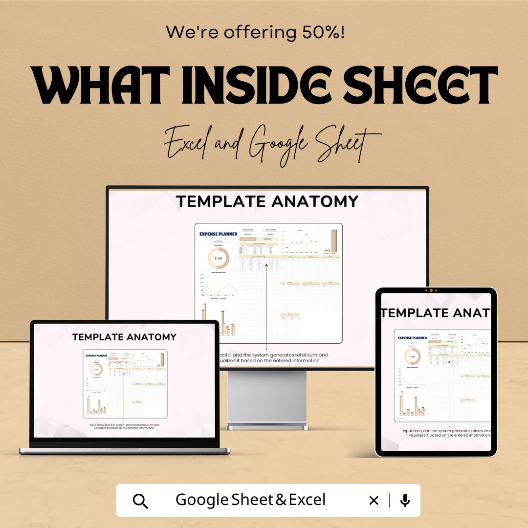 Expense Planner Template | Budget Spreadsheet | Personal Finance Tracker | Monthly Budget Planner | Excel & Google Sheets |