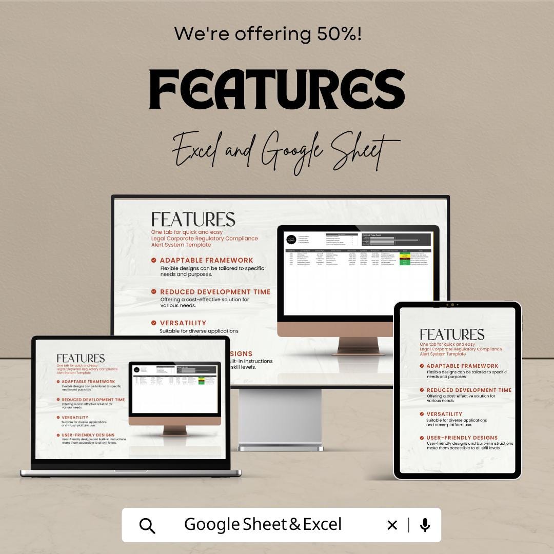 Corporate Contract Tracker Template, Legal Contract Management System, Law Office Contract Organizer, Excel & Google Sheets Contract Tool