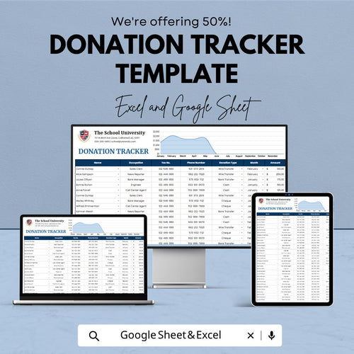 Donation Tracker Template, Donor Management Spreadsheet, Fundraising Tracker, Nonprofit Excel Template, Charity Tracker