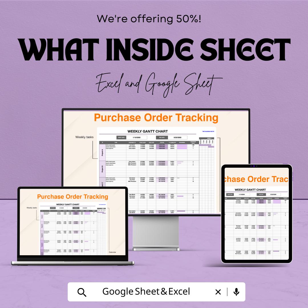 Weekly Gantt Chart Sheet | Project Planning Template | Task Tracker & Timeline | Editable Gantt Chart for Teams | Weekly Planner