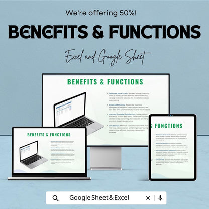 Retail Inventory Template Excel & Google Sheets | Store Inventory Tracker | Stock Management Spreadsheet | Small Business Inventory Log