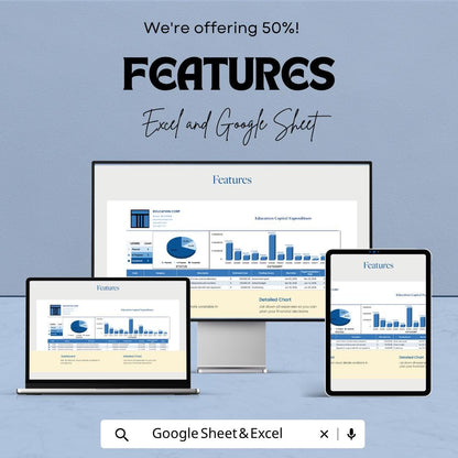 Education Capital Expenditure Template | School Budget Planner | Education Expense Tracker | Excel & Google Sheets | Capital
