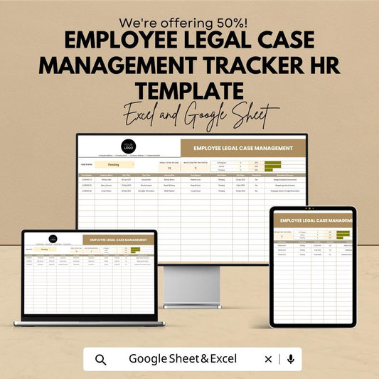 Employee Legal Case Tracker HR Template, HR Case Management Spreadsheet, Employee Dispute Log, Excel and Google Sheets HR Tool