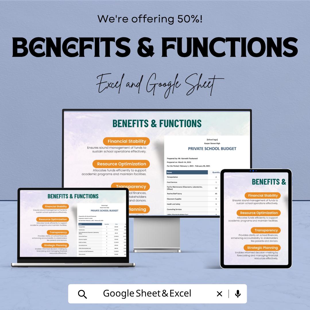 Private School Budget Template | School Finance Spreadsheet | Educational Budget Planner | Tuition Revenue Tracker |