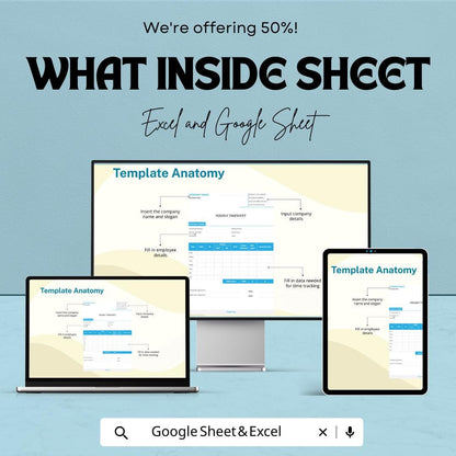 Sample Hourly Timesheet Template | Excel and Google Sheets | Employee Time Tracker | Work Hours Log | Payroll & Attendance Sheet