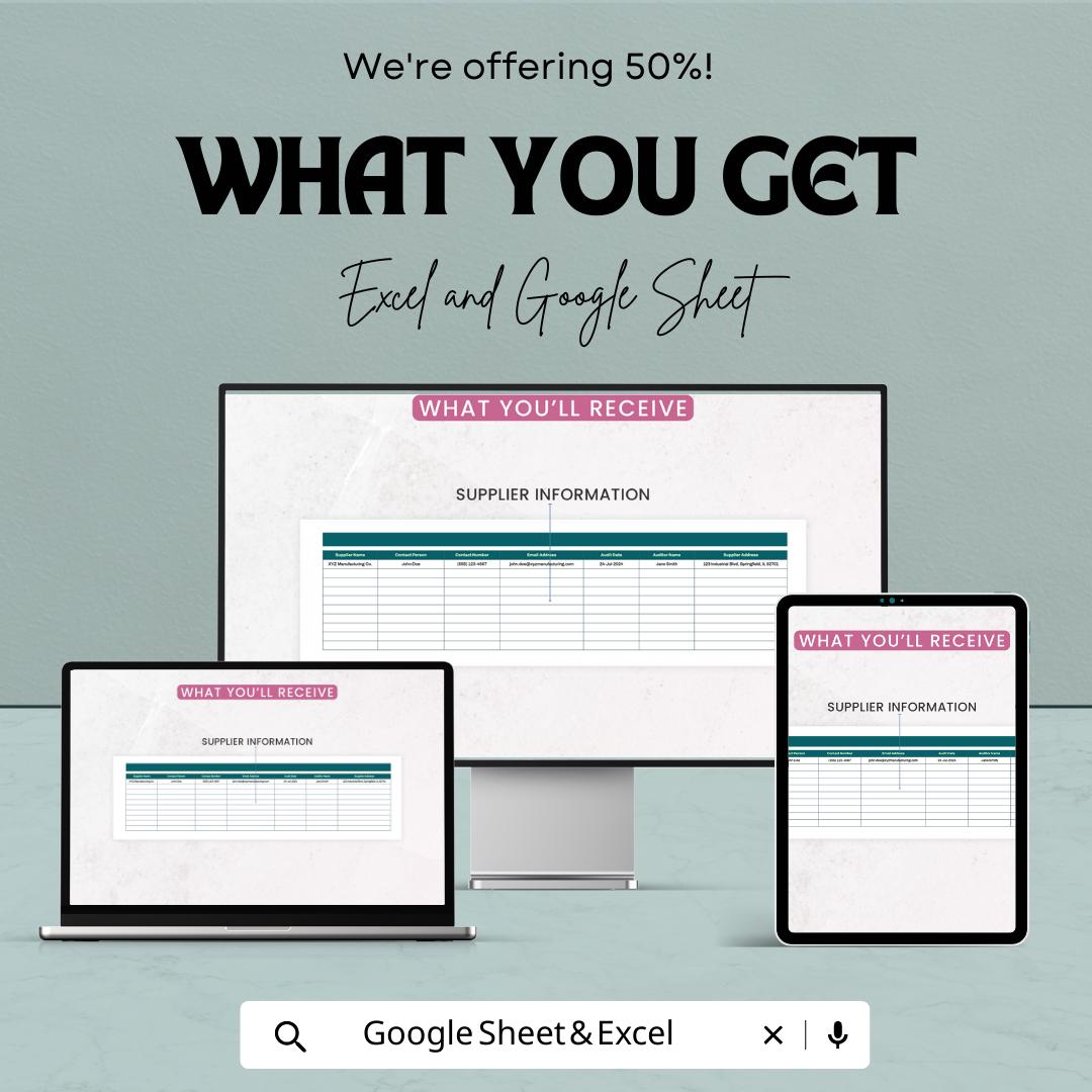 Operations Supplier Audit Checklist Template | Vendor Compliance Audit Tool | Excel & Google Sheets