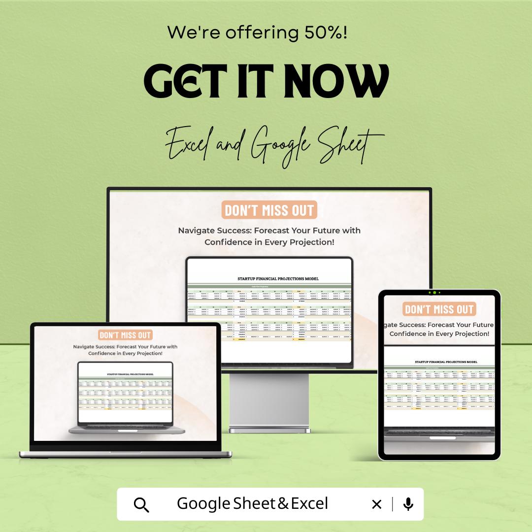 Startup Financial Projections Model Template | Financial Forecast Spreadsheet for Excel & Google Sheets | Investor Ready Model