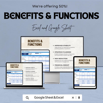 Uneven Cash Flow Template Excel & Google Sheets | Cash Flow Forecast Spreadsheet | Financial Planning Tracker | Business Budget Planner