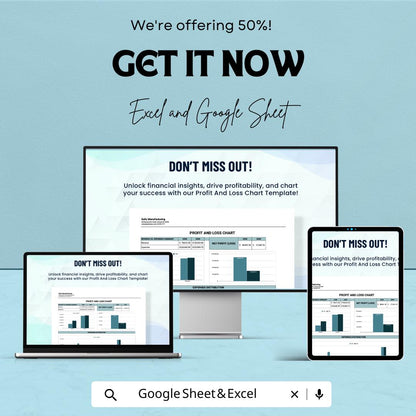 Profit and Loss Chart Template - Track Income and Expenses for Business - Excel & Google Sheet