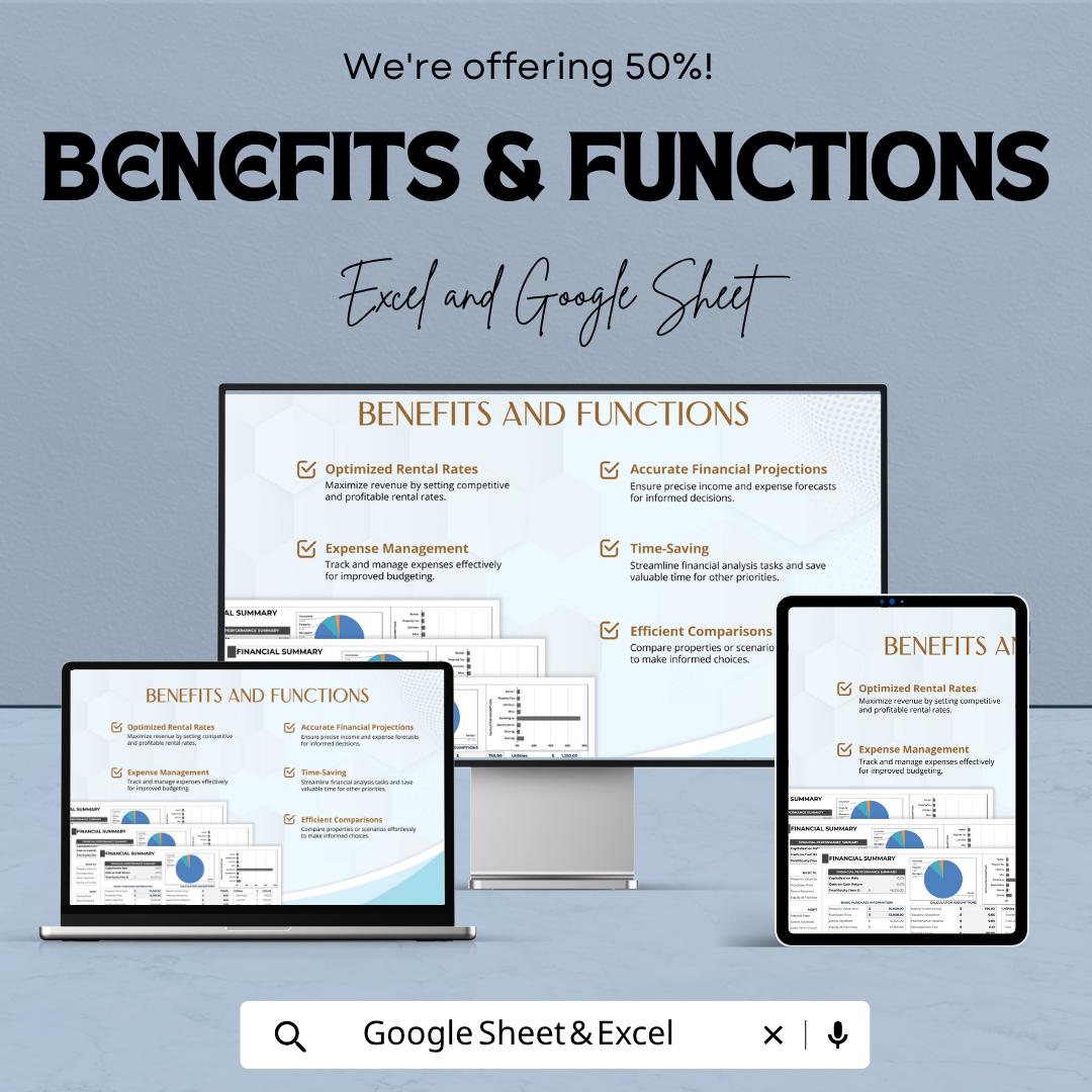 Short Term Rental Analysis Calculator | Airbnb Investment Calculator | Rental ROI Spreadsheet | Property Cash Flow Tool
