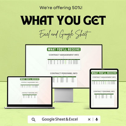 Administration Contract Management Database Sheet – Excel & Google Sheets – Contract Tracking, Renewal Reminders, and Compliance Tool