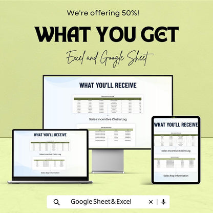 Sales Incentive Claim Log Template | Incentive Tracking Spreadsheet | Commission Claim Tracker | Excel & Google Sheets