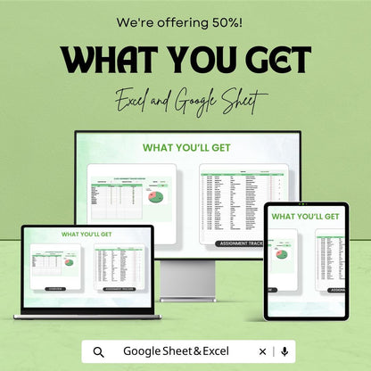 Class Assignment Tracker | Student Planner Google Sheets | Homework Tracker Template | Assignment Organizer | School Productivity Planner