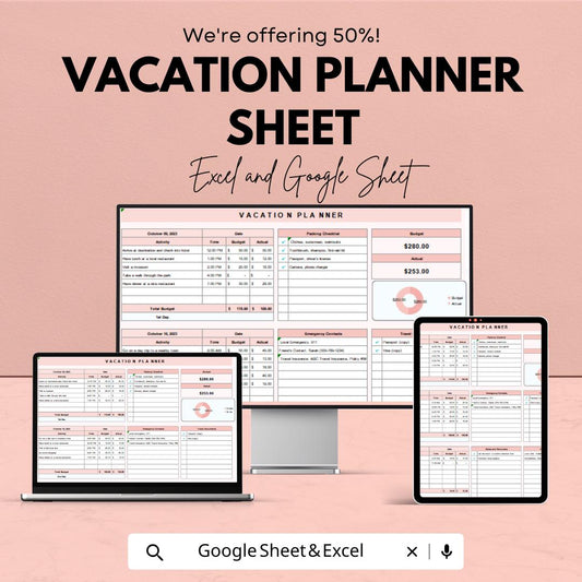 Vacation Planner Sheet | Excel and Google Sheets Template | Budget & Activity Tracker | Vacation Planning Organizer