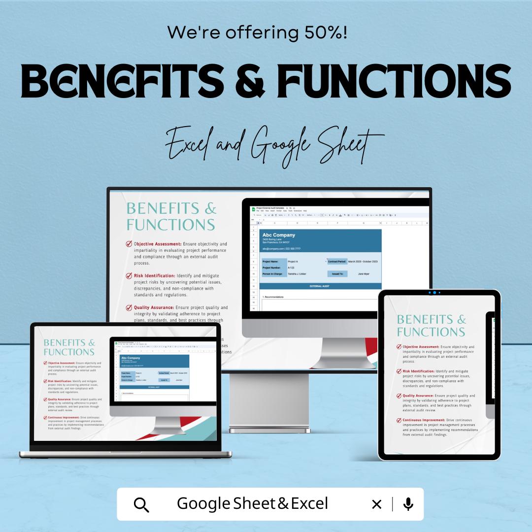 Project External Audit Sheet for Excel and Google Sheets - Streamline Your Project Compliance & Performance Tracking