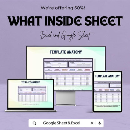 Loan Amortization Spreadsheet, Interest Calculation Template, Finance Loan Tracker, Payment Schedule Calculator, Excel Google Sheets