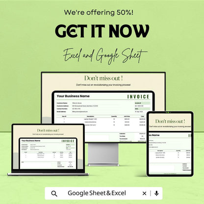 Invoice Format Template | Business Billing Template | Printable Invoice | Small Business Invoice Sheet | Auto-Calculated