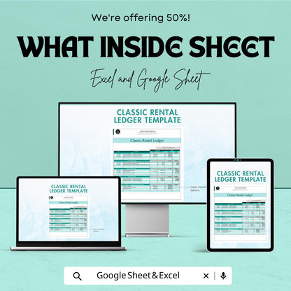 Classic Rental Ledger Template | Excel & Google Sheets | Rent Payment Tracker | Tenant Ledger | Property Management Spreadsheet
