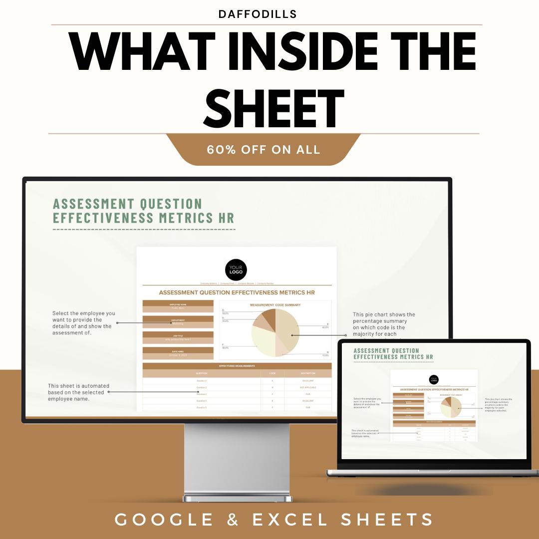 Assessment Question Effectiveness Metrics HR Template | HR Assessment Tool | Hiring Evaluation Sheet | Google Sheets HR