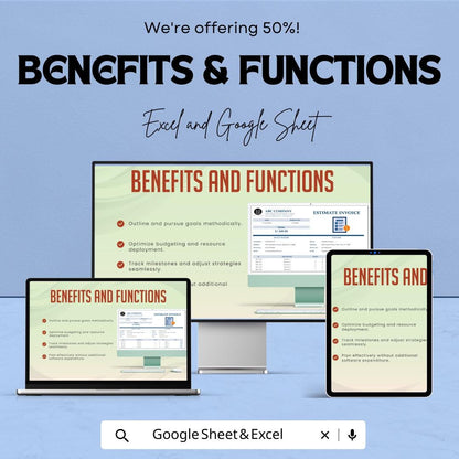 Estimate Invoice Sheet | Excel and Google Sheets | Customizable Invoice Template | Professional Estimate & Billing | Instant Download