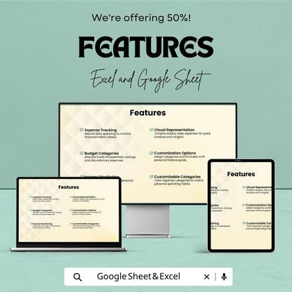 Daily Budget Template | Google Sheets Excel Budget Planner | Expense Tracker Spreadsheet | Personal Finance Planner | Digital Download